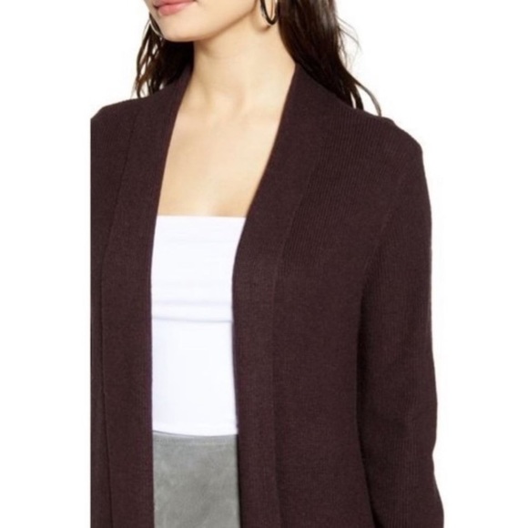 Leith longline Cardigan Sweater Burgundy - Picture 2 of 7